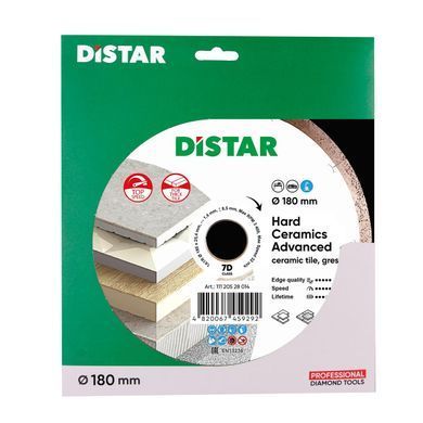 Картинка - Круг алмазный отрезной Distar 1A1R 180x1,4/1,0x8,5x25,4 Hard ceramics Advanced